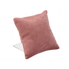 Coussin avec support gainé synthétique aspect velours, vieux rose