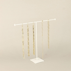 Présentoir métal blanc mat pour colliers, sautoirs, chaînes et bracelets - H 31cm