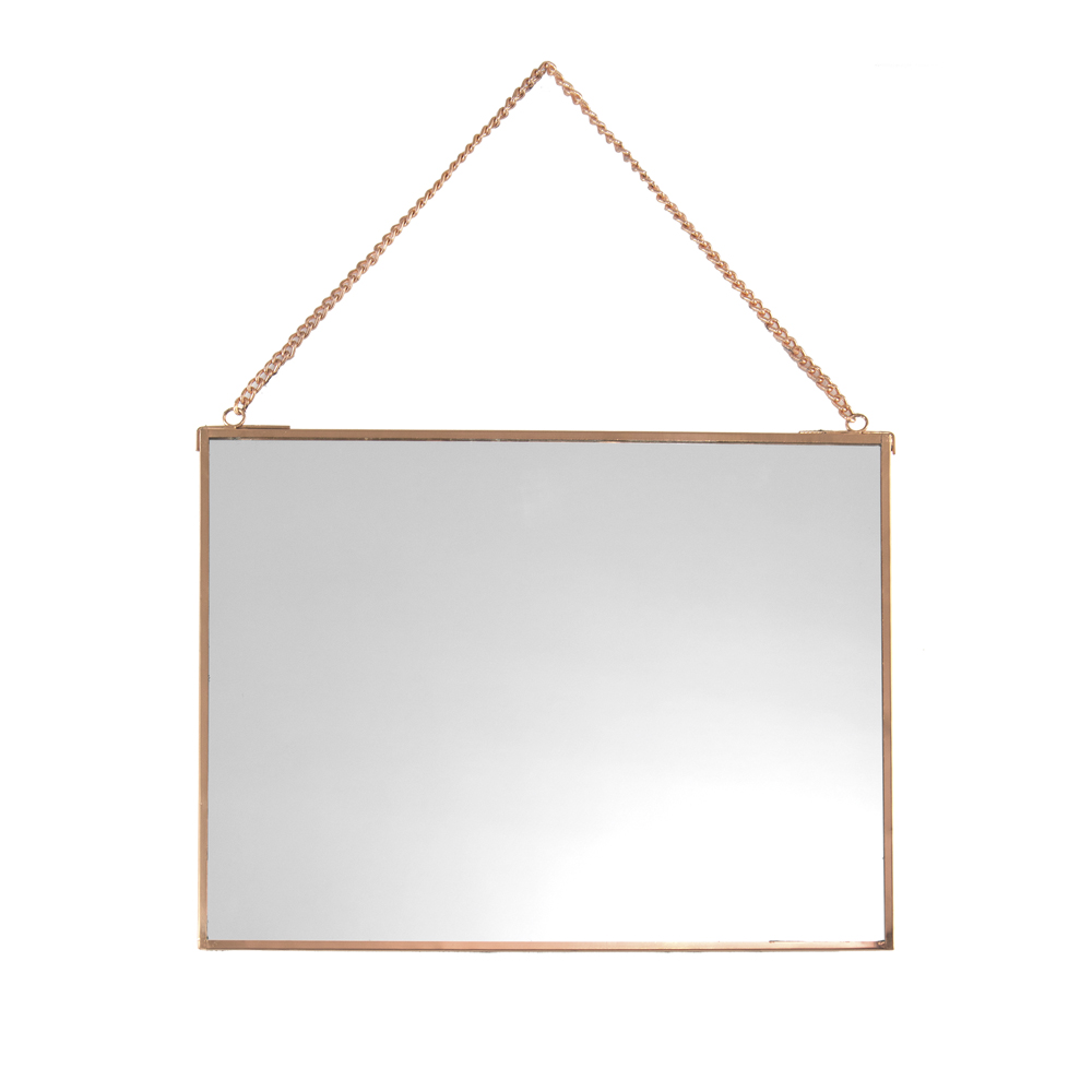 Miroir mural rectangulaire en métal doré-rose 24 x 30cm