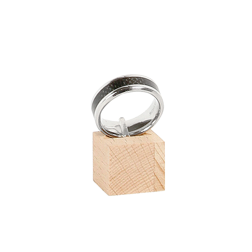 Porte-bague à tige en bois de hêtre et plexi transparent