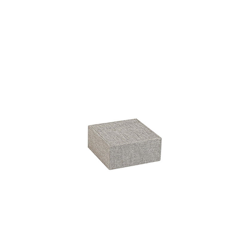 Support de présentation gainé tissu aspect lin gris foncé 9 x 9 x H 4cm