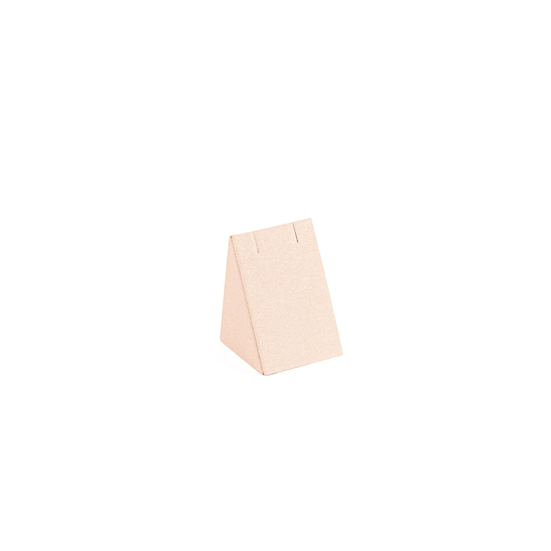 Présentoir BO 1 paire forme triangle gainé suédine synthétique rose poudré H 4,5cm