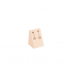 Présentoir BO 1 paire forme triangle gainé suédine synthétique rose poudré H 4,5cm