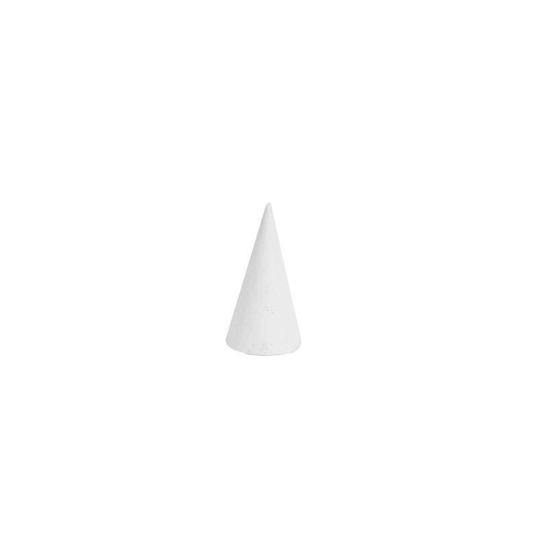 Cône bague papier maché blanc, H 9,5cm