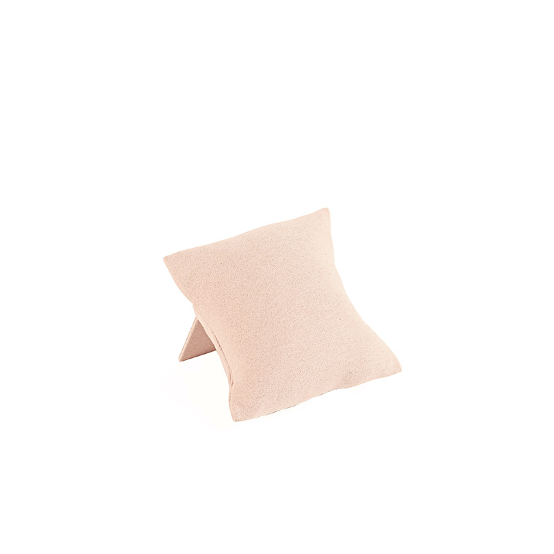 Coussin avec pied gainé suédine synthétique rose poudré H 8cm