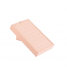 Présentoir incliné 16 paires BO puces gainé suédine synthétique rose poudré 9 x H 15cm