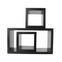 Volumes de présentation bois (MDF) peint noir mat - 1 rectangle, 2 cubes