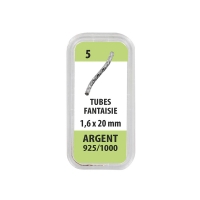 Tubes fantaisie 1,6 x 20mm, argent 925/1000 (x5)