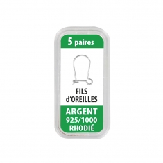 Fils d\'oreilles en argent rhodié 925/1000