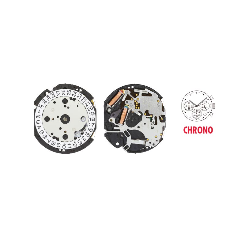 Mouvement de montre quartz VD53 - Chrono - Dato 4h30