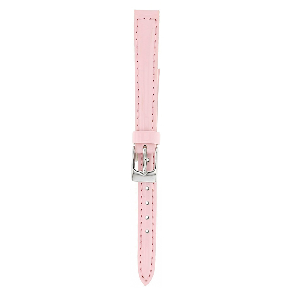 Bracelet de montre synthétique rose clair 12 mm, boucle chromée