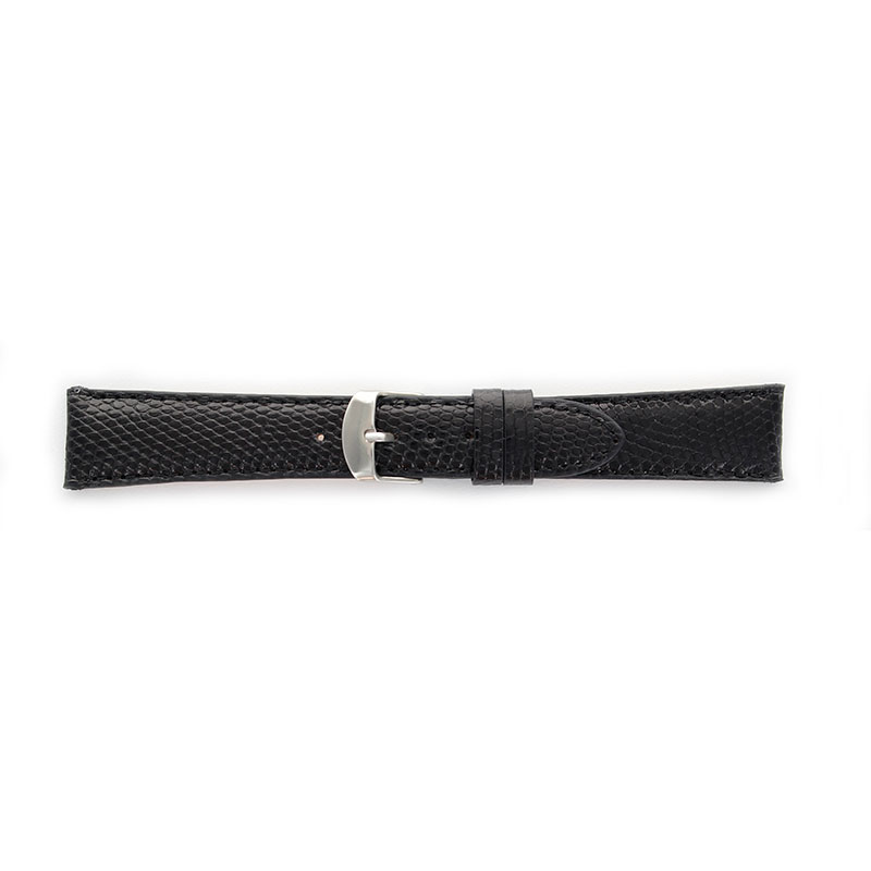 Bracelets montres cuir de lézard, couture ton sur ton, noir