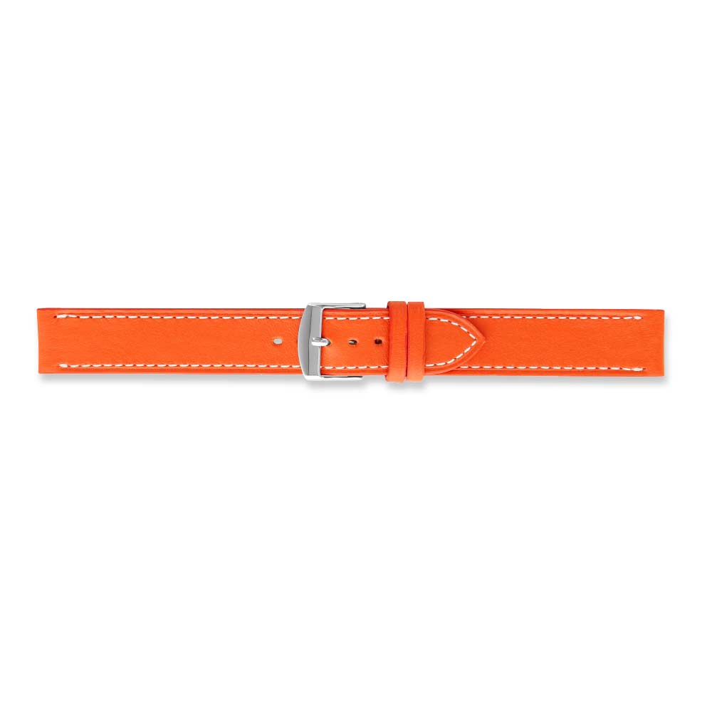 Bracelets montres cuir de vachette qualité supérieure, couture contrastée blanche, orange