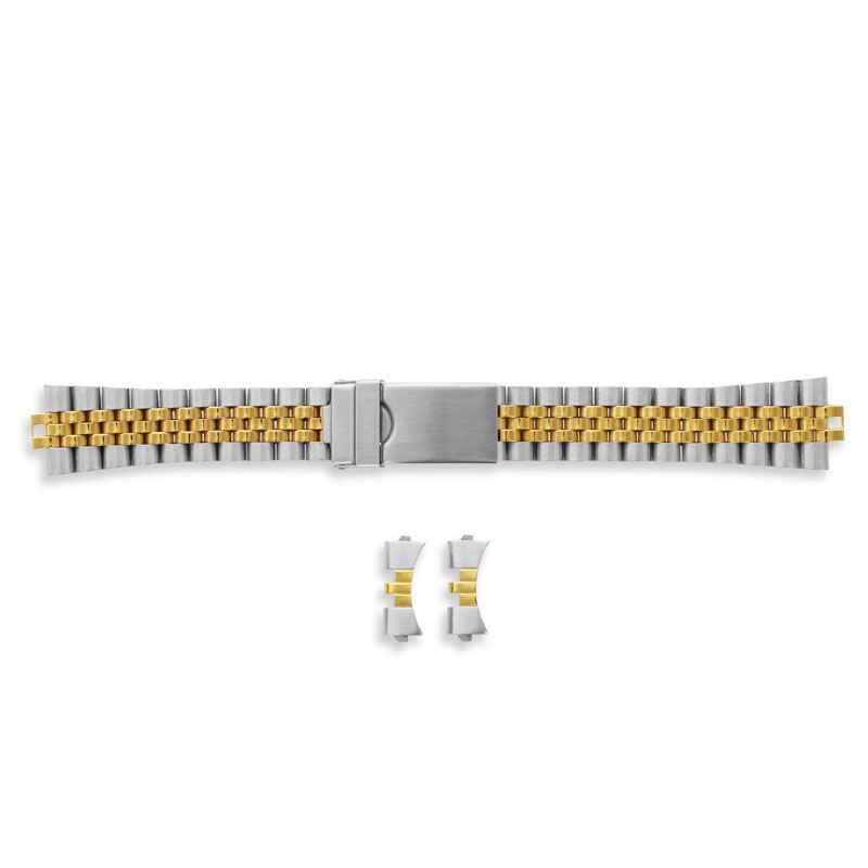 Bracelet montre multi-tailles en acier bicolore mat et brillant, de 18 à 20 mm