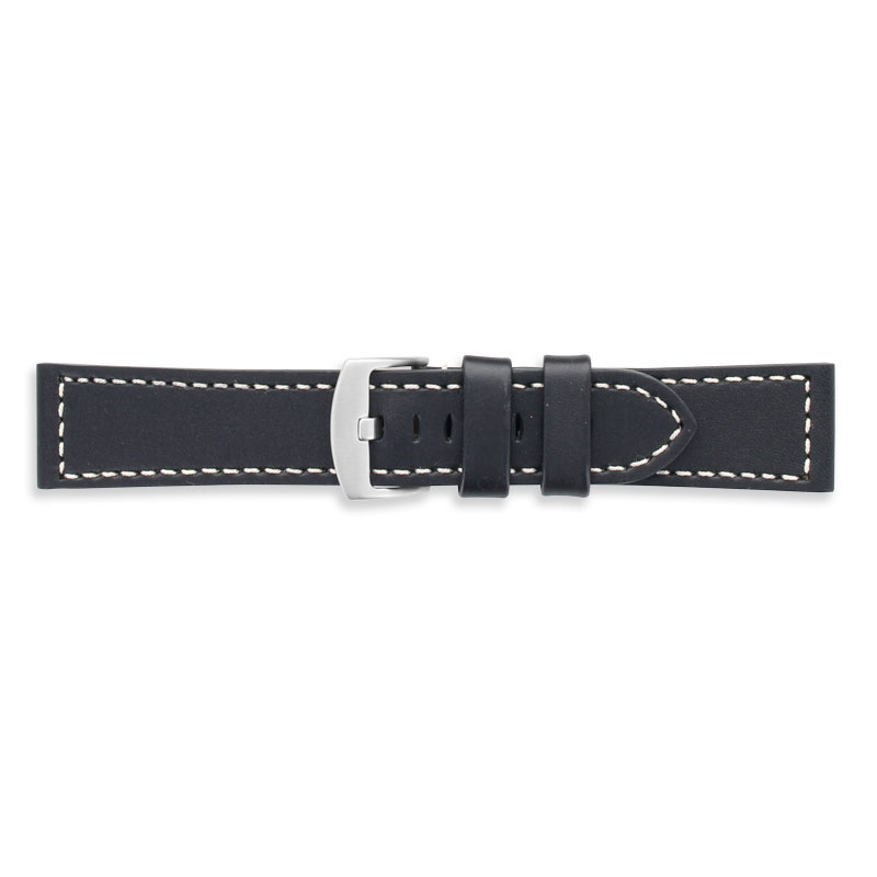 Bracelets de montres cuir de bovin qualité supérieure, aspect lisse, noir