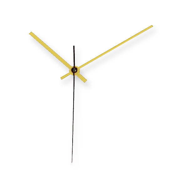 Gold-coloured straight clock hands with second hand