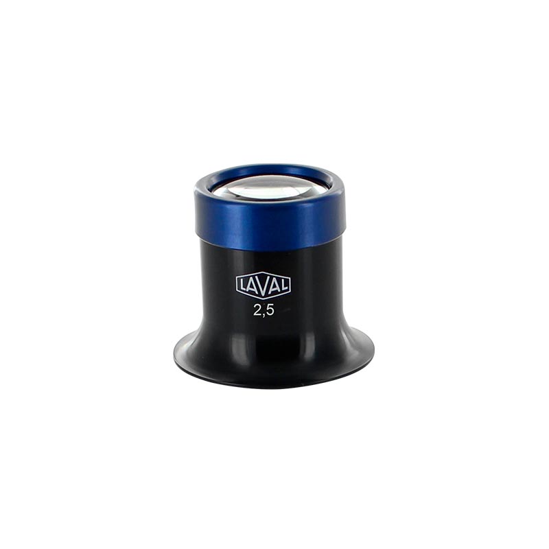 Loupe Laval n°2.5 en plastique noir 25mm bague aluminium bleue grossissement 4X