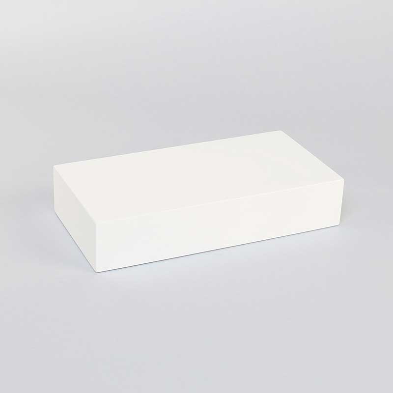 Wooden (MDF) presentation stand, painted matt white 20 x 10 x H 4cm