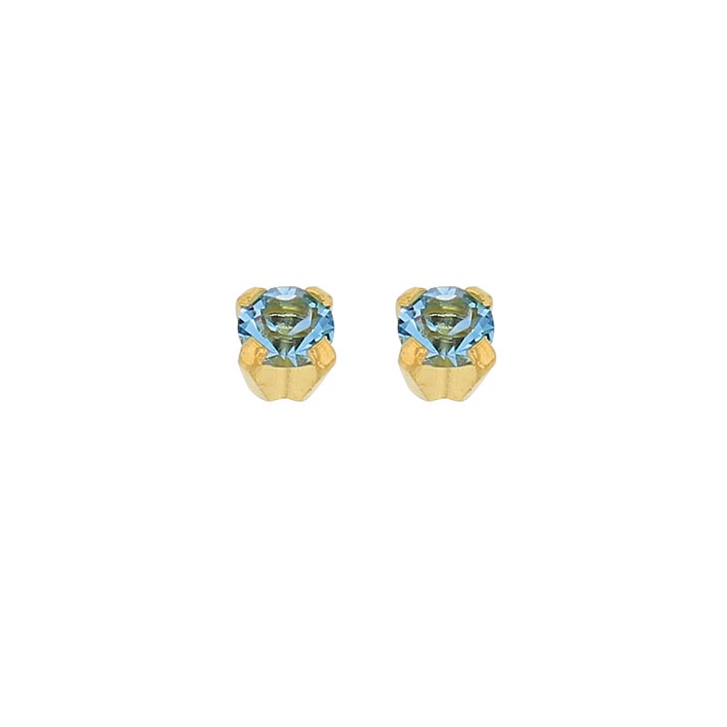 Perçage d\\\'oreilles Acier doré à l\\\'Or fin 4mm à griffes Oxydes de zirconium bleu aqua
