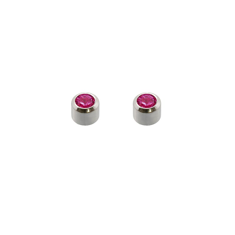 Perçage d\\\'oreilles Acier inoxydable Caflon Blu 3 mm serti clos pierre synthétique rose zircon la paire