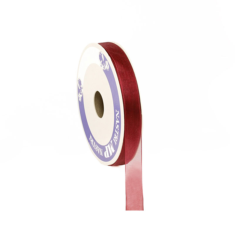 Shiny bordeaux man-made organza ribbon