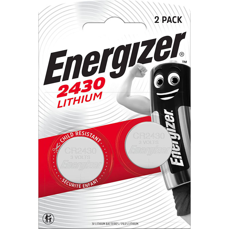 Pack of 2 Energizer CR2430 lithium coin cell batteries