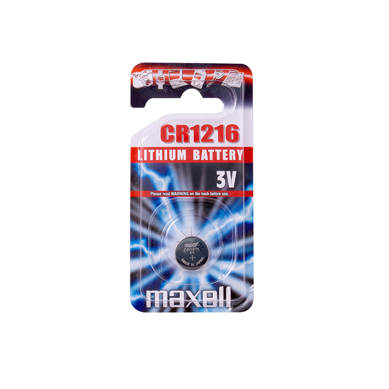 Maxell CR1216 lithium battery - individual bllister