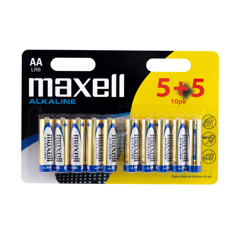 Maxell LR06 (AA) alkaline batteries - blister pack of 10