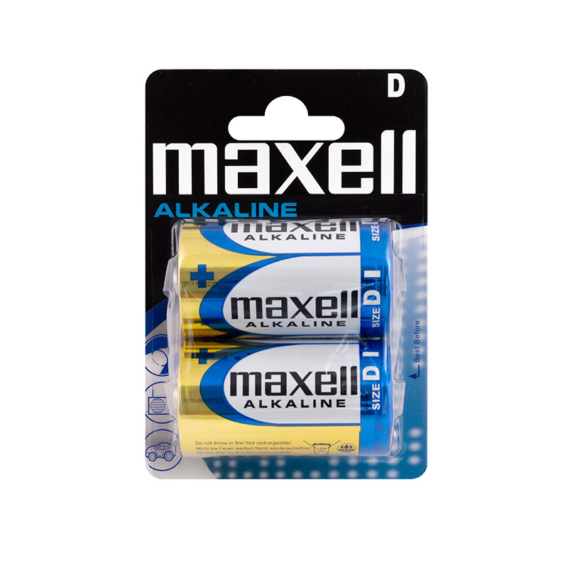Maxell LR20 alkaline batteries - blister pack of 2