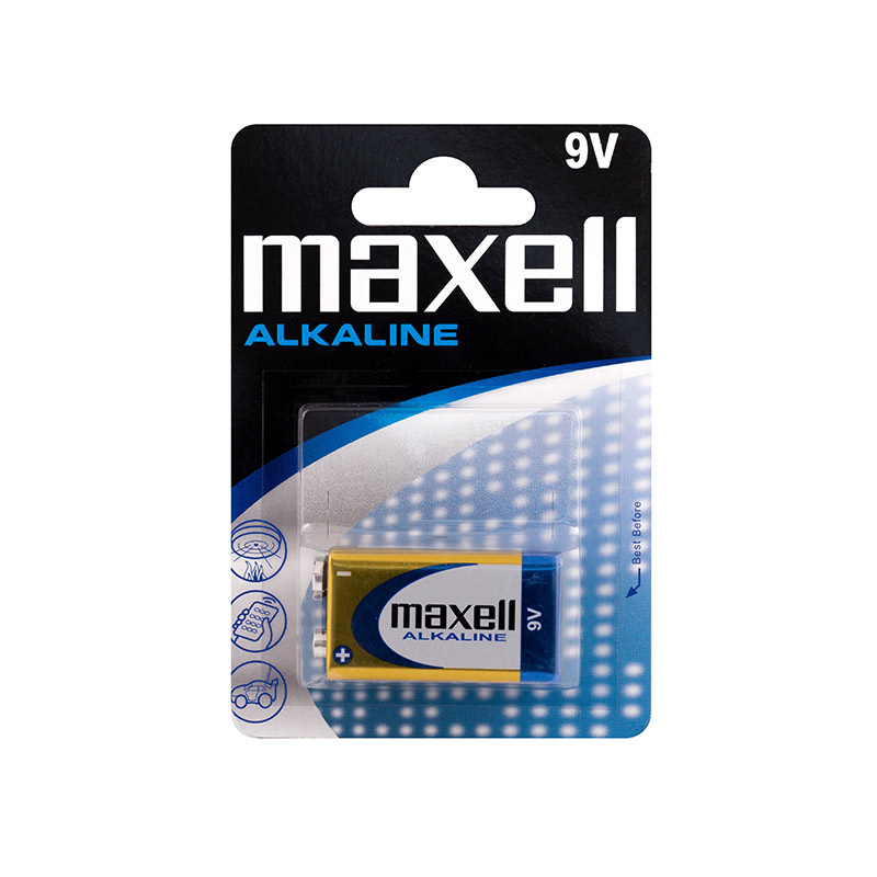 Maxell 6LR61 9 volt alkaline battery - individual blister pack