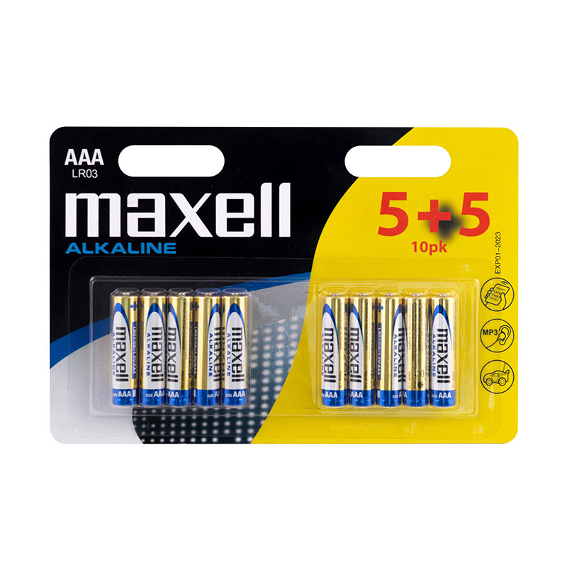 Maxell LR03 alkaline batteries - blister pack of 10