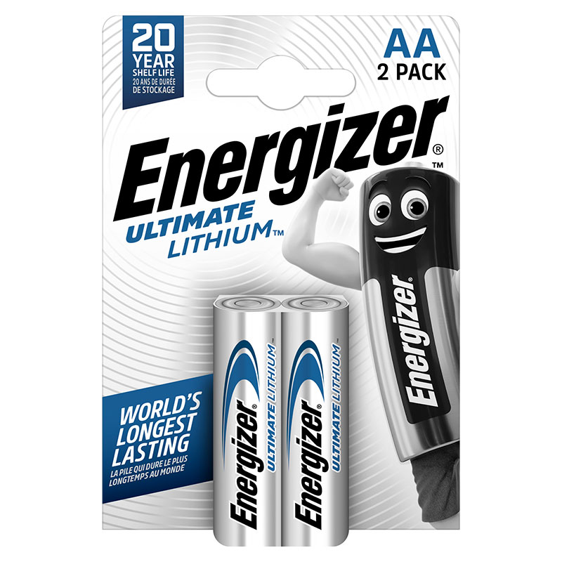Pack of 2 Energizer LR6 lithium batteries
