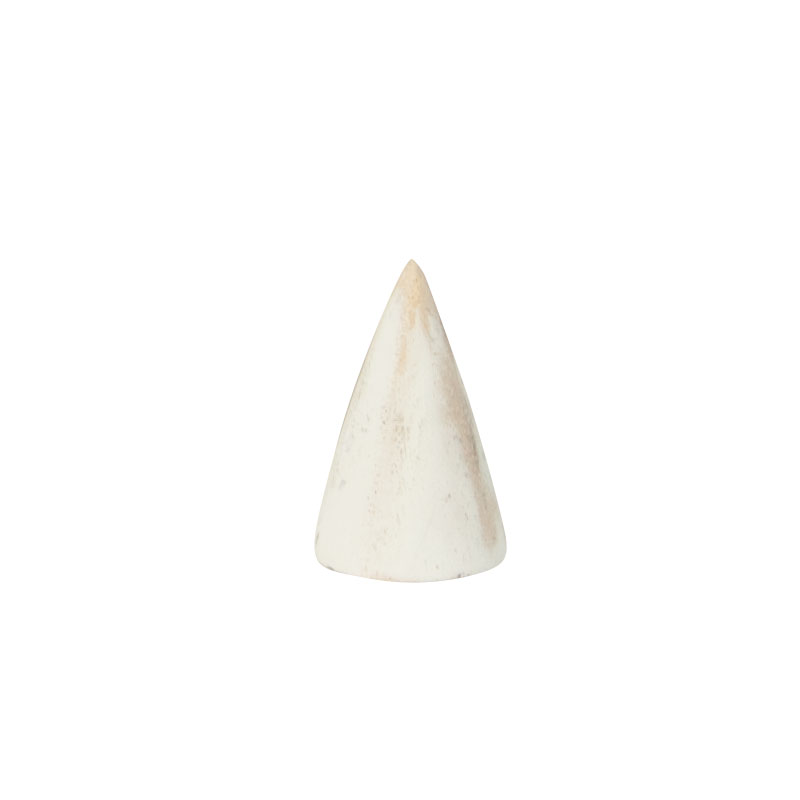 Cone shaped ring holder, white patina finish wood ø 3 cm - H 5 cm