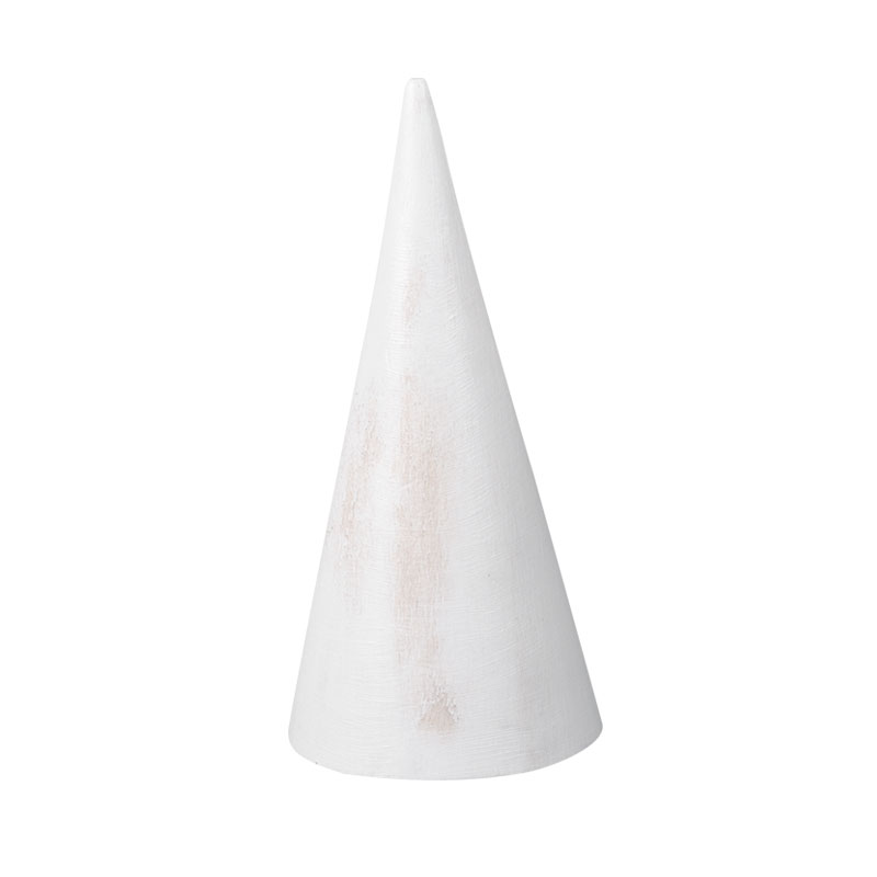 Cone shaped bracelet holder, white patina finish wood ø 7.5 cm - H 15 cm