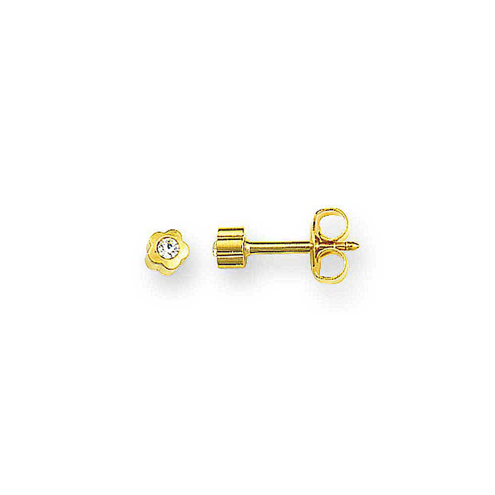 Caflon flower piercing studs in gold coloured stainless steel with bezel set crystal (x12)