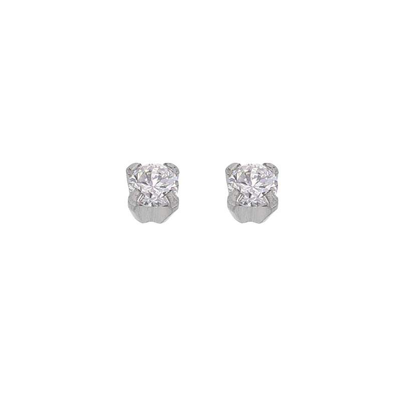 Caflon stainless steel Safetc® Gold piercing studs with claw set white crystal