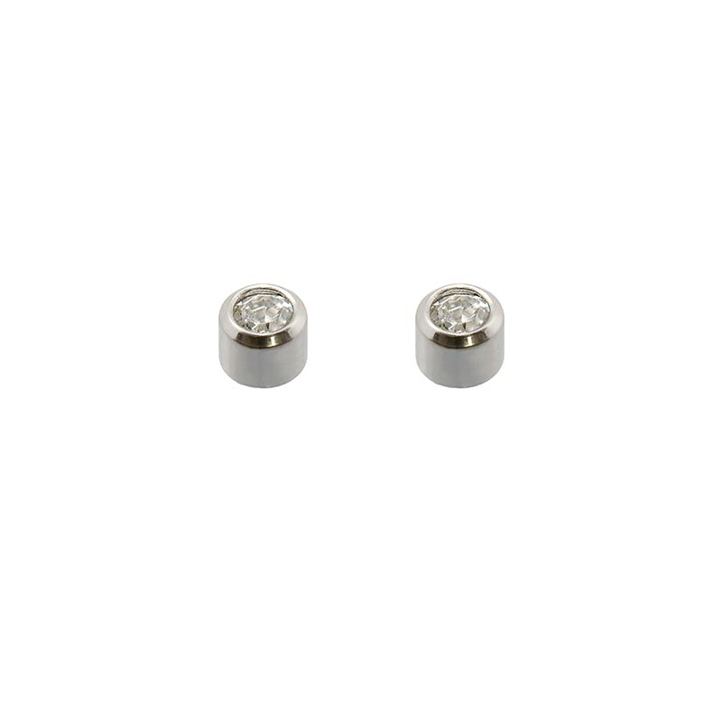 Caflon Blu stainless steel ear piercing studs with bezel-set birthstone crystals