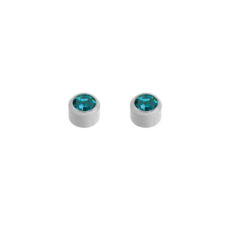 Caflon Safetec® Gold ear piercing studs with bezel set crystal in stainless steel (x12)