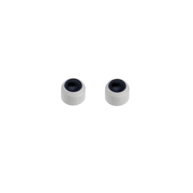Caflon Blu cabochon piercing studs in stainless steel and black onyx