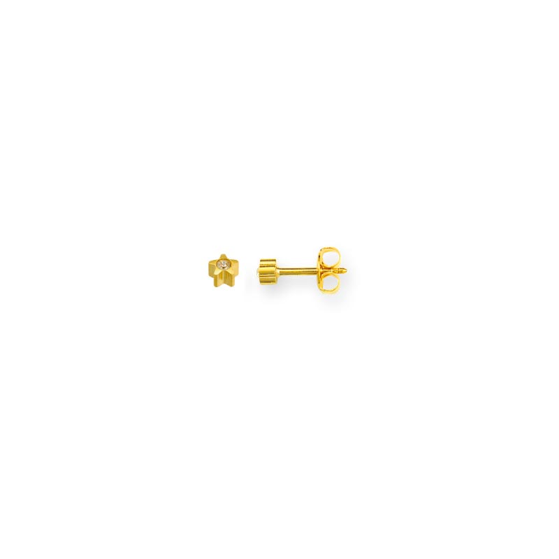 Caflon gold coloured stainless steel star piercing studs with bezel set crystal (x12)