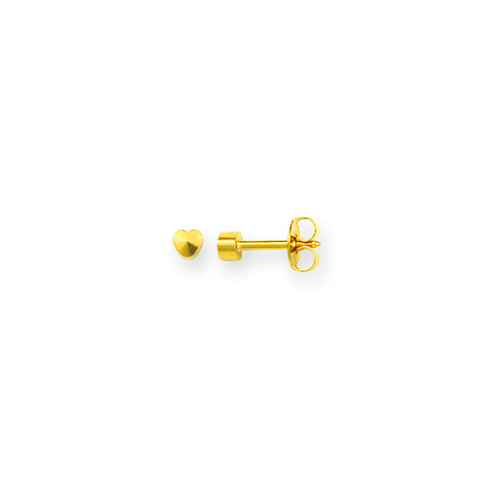 Caflon heart shaped ear piercing studs in gold coloured stainless steel (x12)