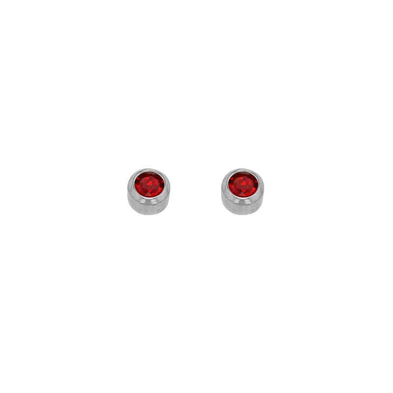 Safetec® Gold bezel set stainless steel piercing studs by Caflon with coloured crystal