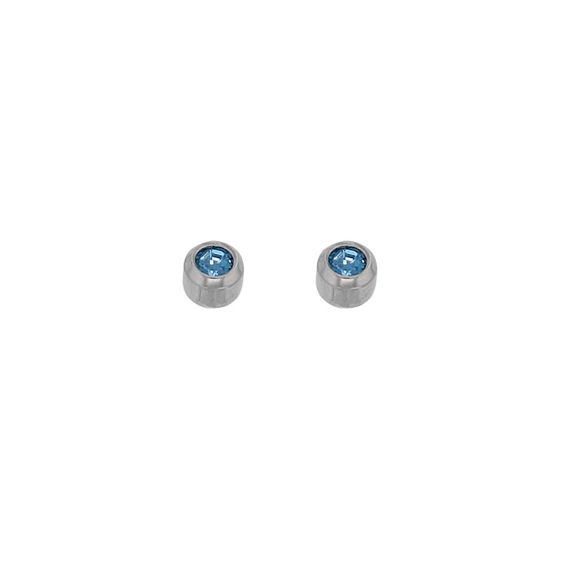 Safetec® Gold bezel set stainless steel piercing studs by Caflon with coloured crystal