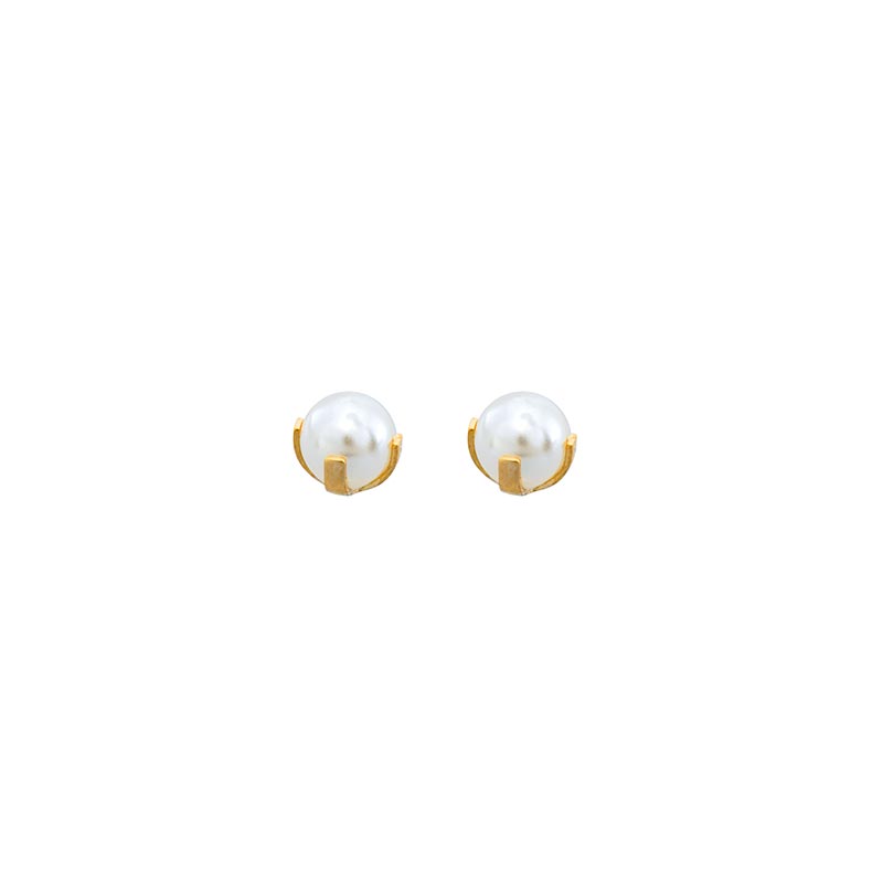 Safetec® Gold piercing studs in 18ct gold set with synthetic pearl