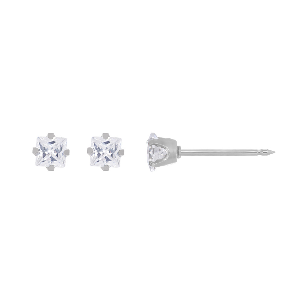 Inverness stainless steel ear piercing studs with claw set 3 mm cubic zirconia
