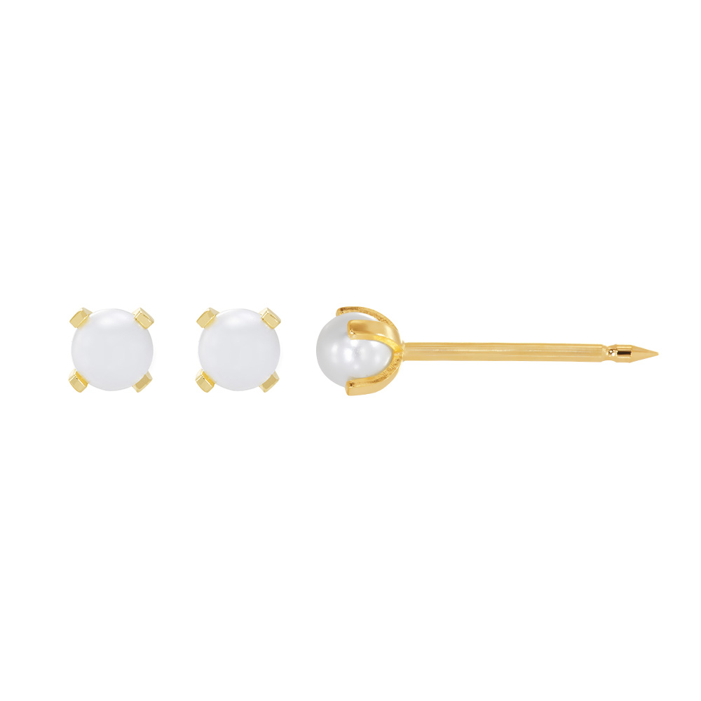 Perçage d'oreilles Inverness en acier doré à l'or fin orné d'une perle synthétique 4mm
