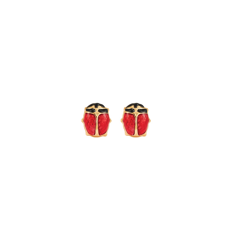 Perçage d'oreilles Inverness coccinelle émail rouge, Or 375/1000