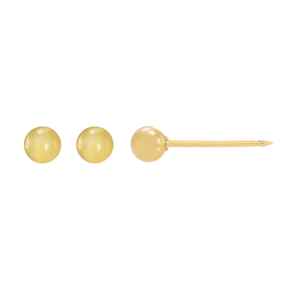 Inverness 4 mm ball ear piercing studs in steel gilded with fine gold