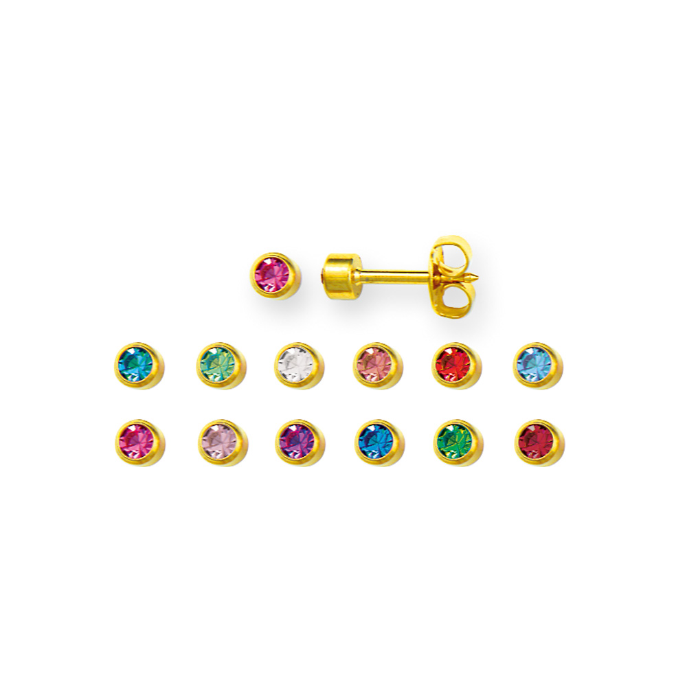 Nickel free gold-coloured metal piercing stud earrings by Caflon