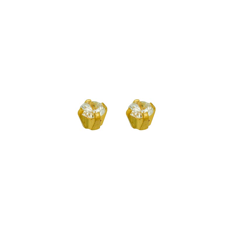 Safetec® Gold piercing stud earrings by Caflon in 9ct gold with claw-set cubic zirconia